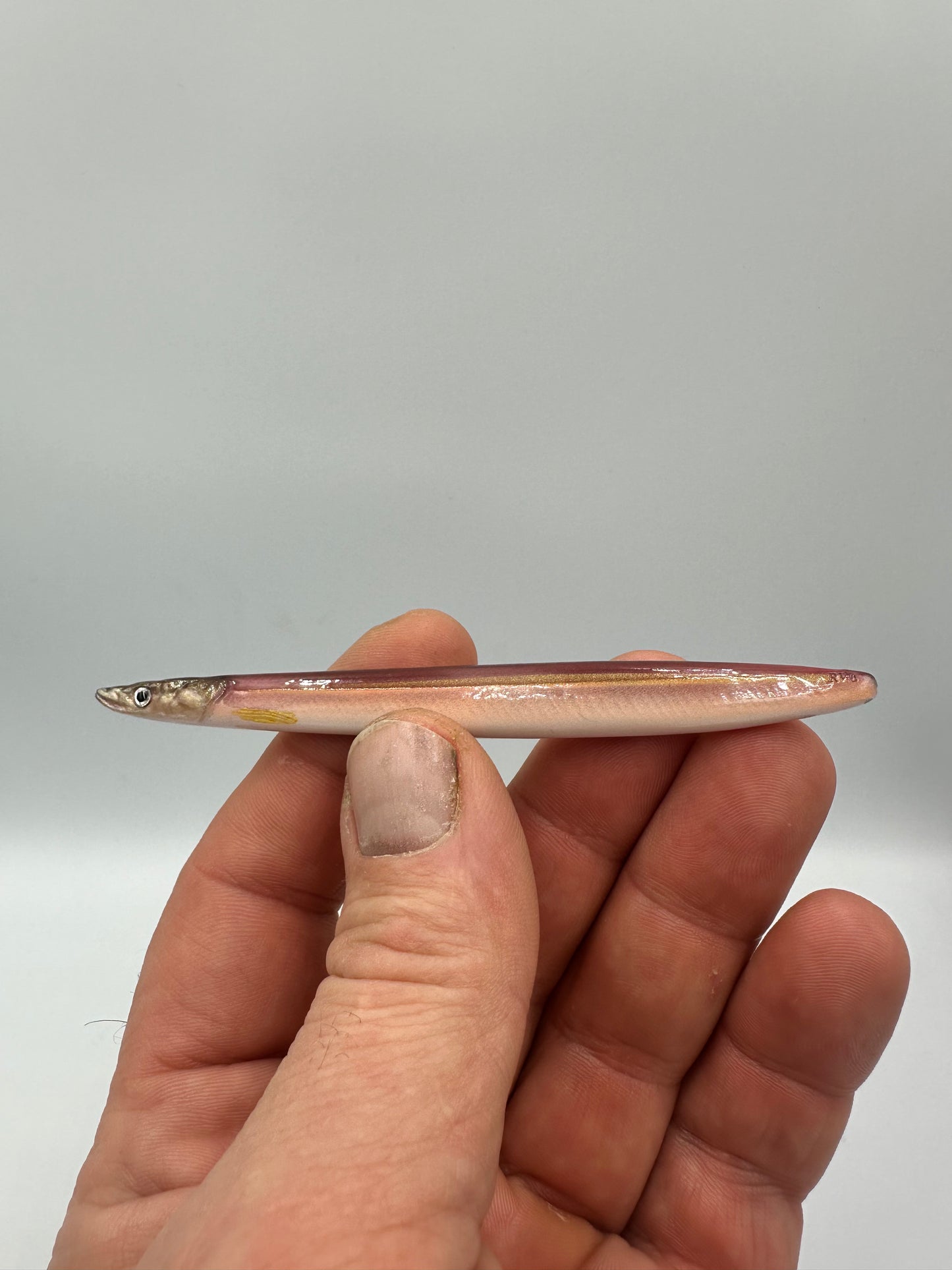 Handmade Sandeel 13.5 gram pearl/fluro/red/orange Golden stripe